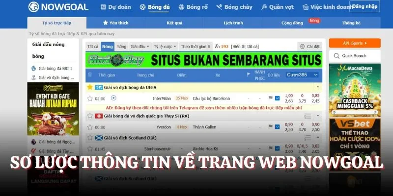 Sơ lược thông tin về trang web Nowgoal
